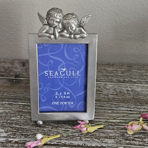 Vintage Pewter 2 x 3 Inch Angel Picture Frame by Seagull