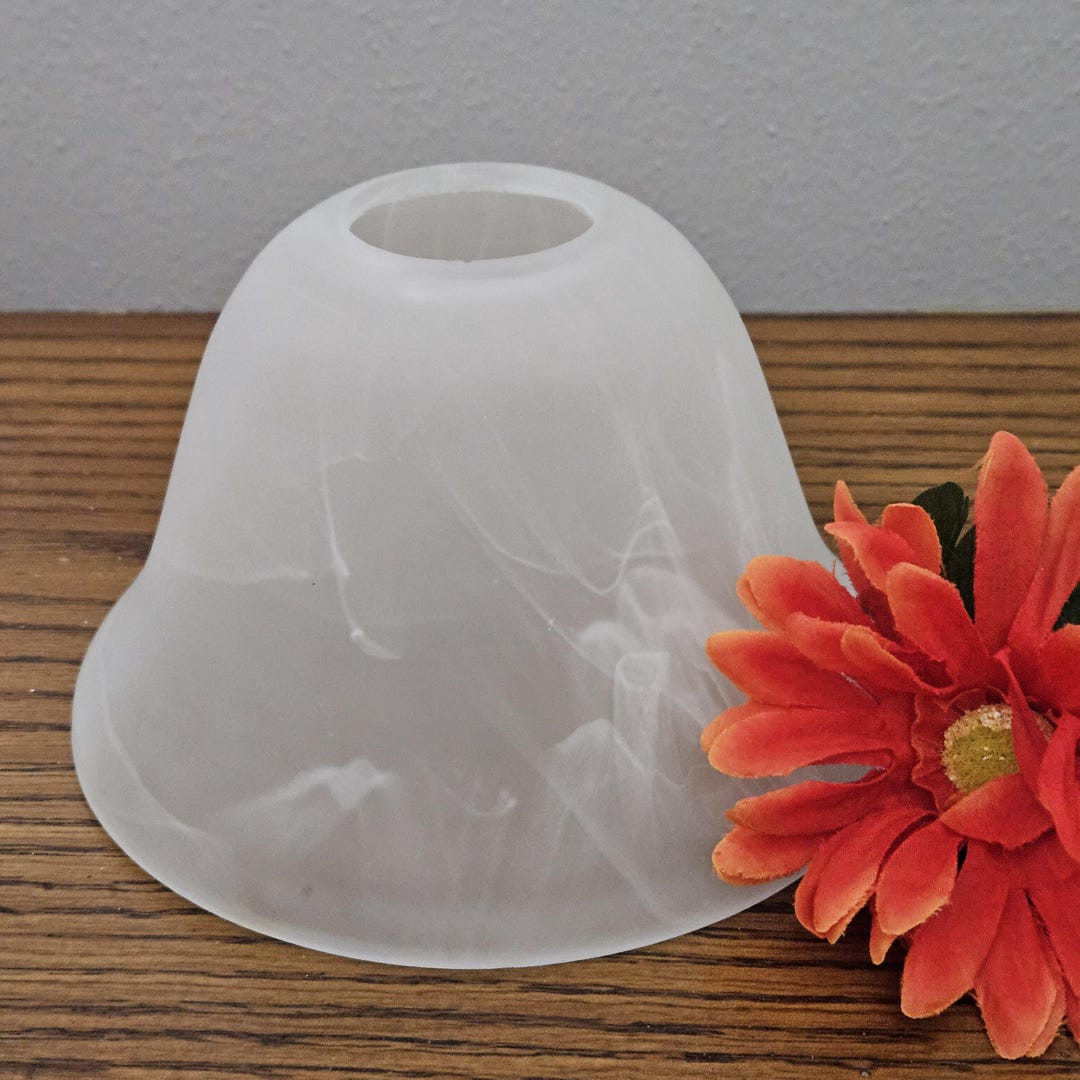 Faux Alabaster Glass Lamp Shade: Swirl Frosted White Torchiere Pendant ...