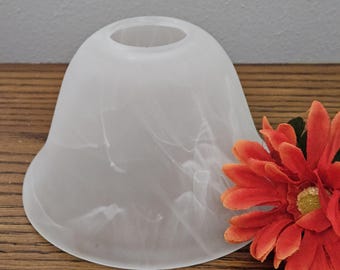 Faux Alabaster Glass Lamp Shade: Swirl Frosted White Torchiere Pendant