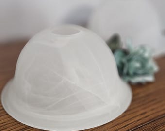 White Frosted Swirl Faux Alabaster Glass Lamp Shade: Torchiere Pendant