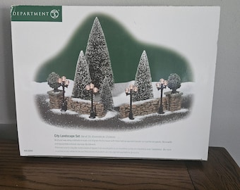 Vintage Dept 56 City Landscape Set PLUS a Set of Street Lights