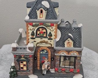 Vintage Lighted Porcelain Santa's Grocery Store: Circa 2005