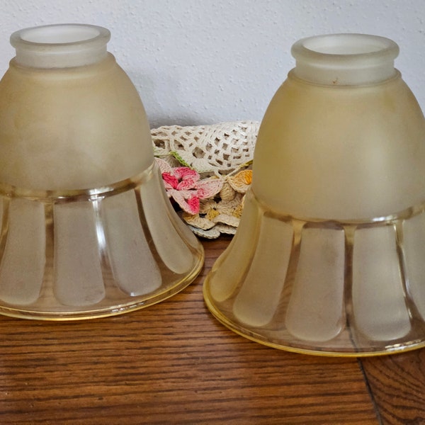 Replacement Glass Lamp Shade ONYL for Ceiling Fixture Gold Yellow Frosted & Clear / Salvaged Lamp Parts / 2 Available