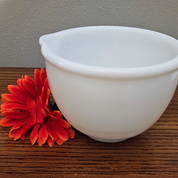 Very Small Mixing Bowl with Spout for Vintage Sunbeam Mixmaster /  Heavy Thick Milk Glass / PERFECT Size for Mom's Little Helper