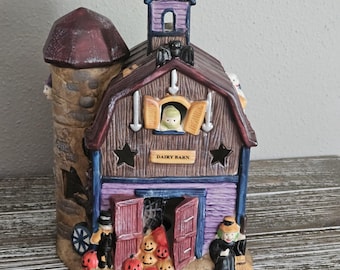Vintage Lighted Halloween Barn for Illuminated Village Collection