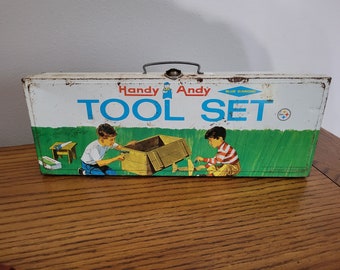 Vintage Handy Andy Tool Set Metal Carrying Case / Blue Diamond Skil-Craft Metal Box / Circa 1972
