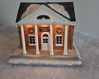 Vintage Hawthorne 1993 The Bank from Rockwell's Christmas in Stockbridge Collection
