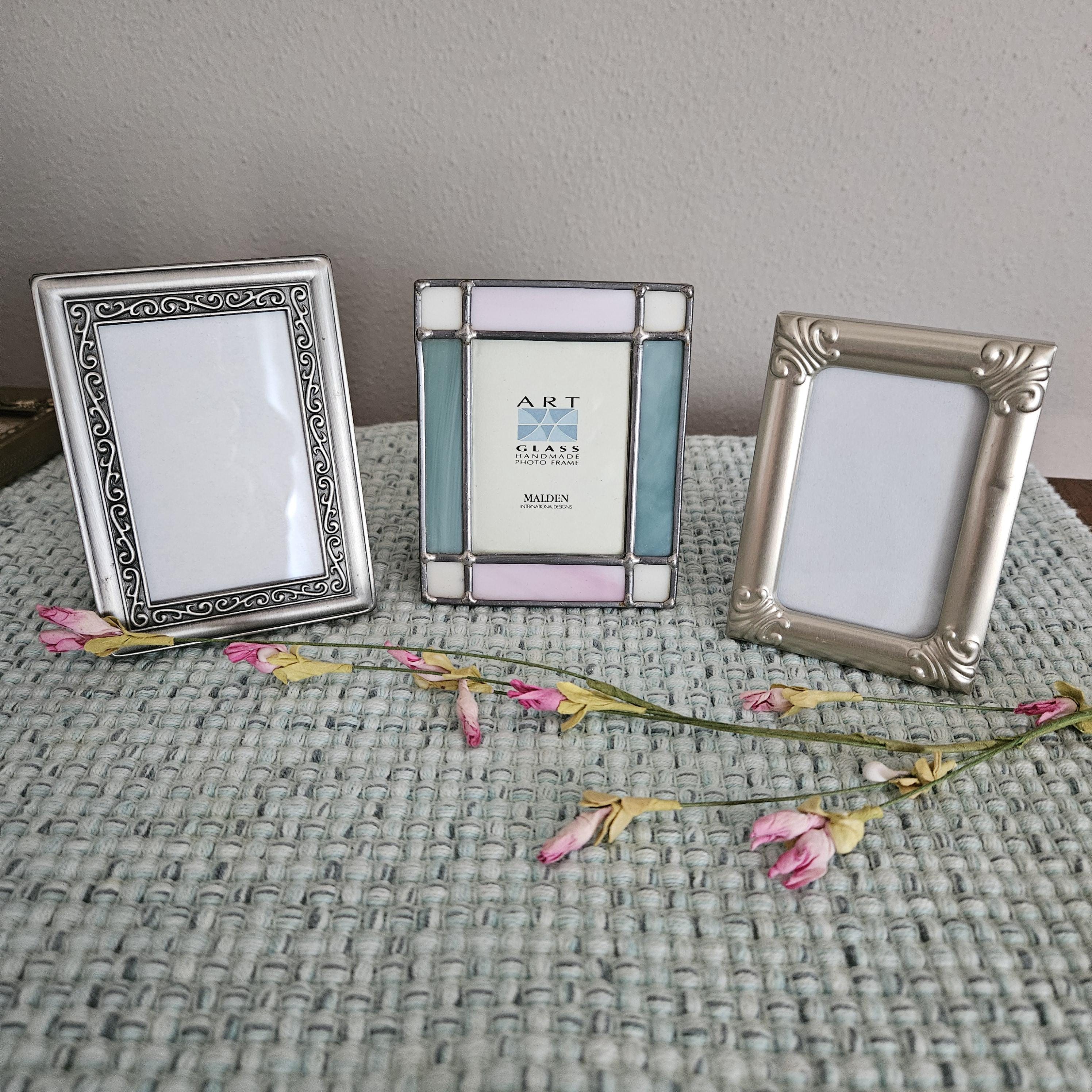 Buyer's Choice of Small 2x3  Picture Frames / Silver Colored Metal or Art Glass / Wallet Size HTF