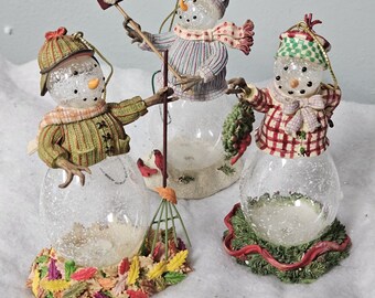 Vintage Princess House Snowpeople Ornaments #2437:  3 in Boxed Set
