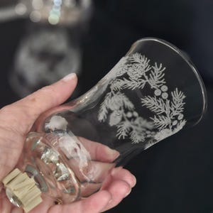 Vintage Home Interiors Clear Glass Votive Cups: Etched Pinecone Christmas Decor, Set of 2