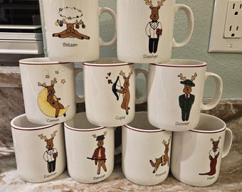 Vintage Santa's Reindeer Coffee Mug - LTD Rainbow Mountain