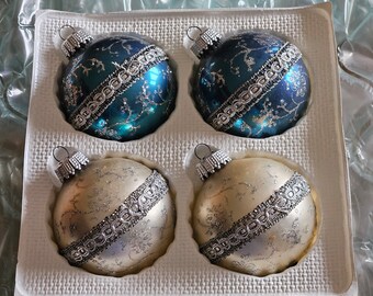 Boxed Set of 4 Vintage West German Christmas Ornaments