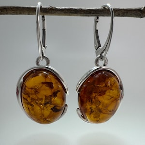 Handmade genuine honey amber lever-back earrings