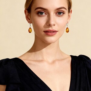 Sterling silver genuine Baltic amber teardrop leverback earrings image 3
