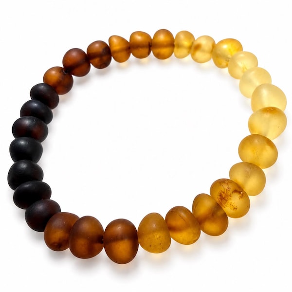 Ombre Genuine Baltic Amber Stretch Bracelet Handmade Baltic Amber Gradient Bracelet Natural Unpolished Amber Jewelry Gift for Her