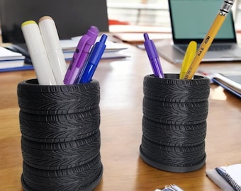 3D Gedruckter Reifen Stifte Halter: Auto Liebhaber Schreibtisch Organizer