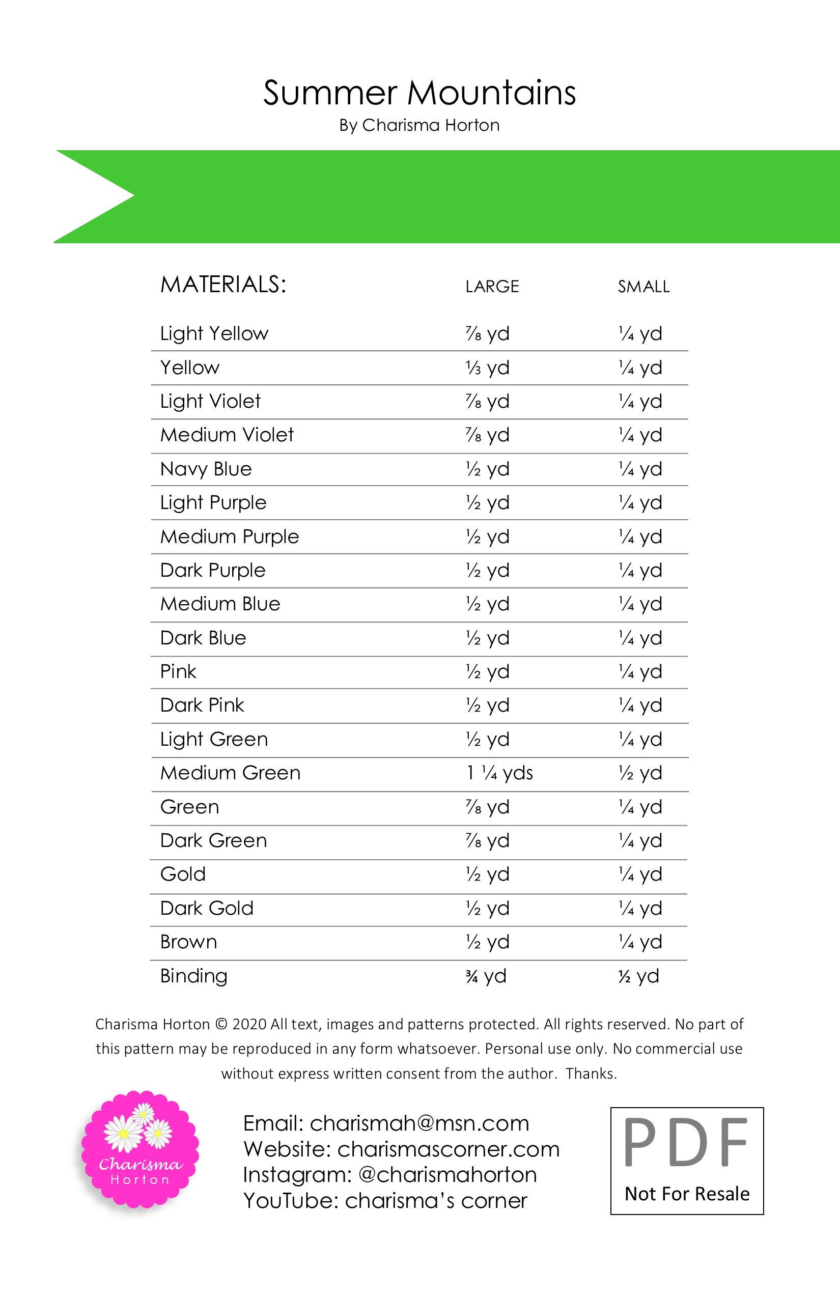 Summer Mountains PDF Pattern | Etsy
