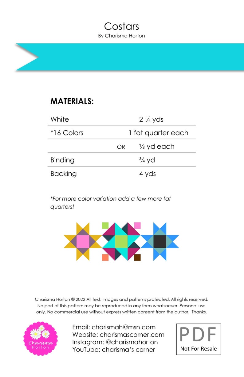 Costars Digital Quilt Pattern - Etsy