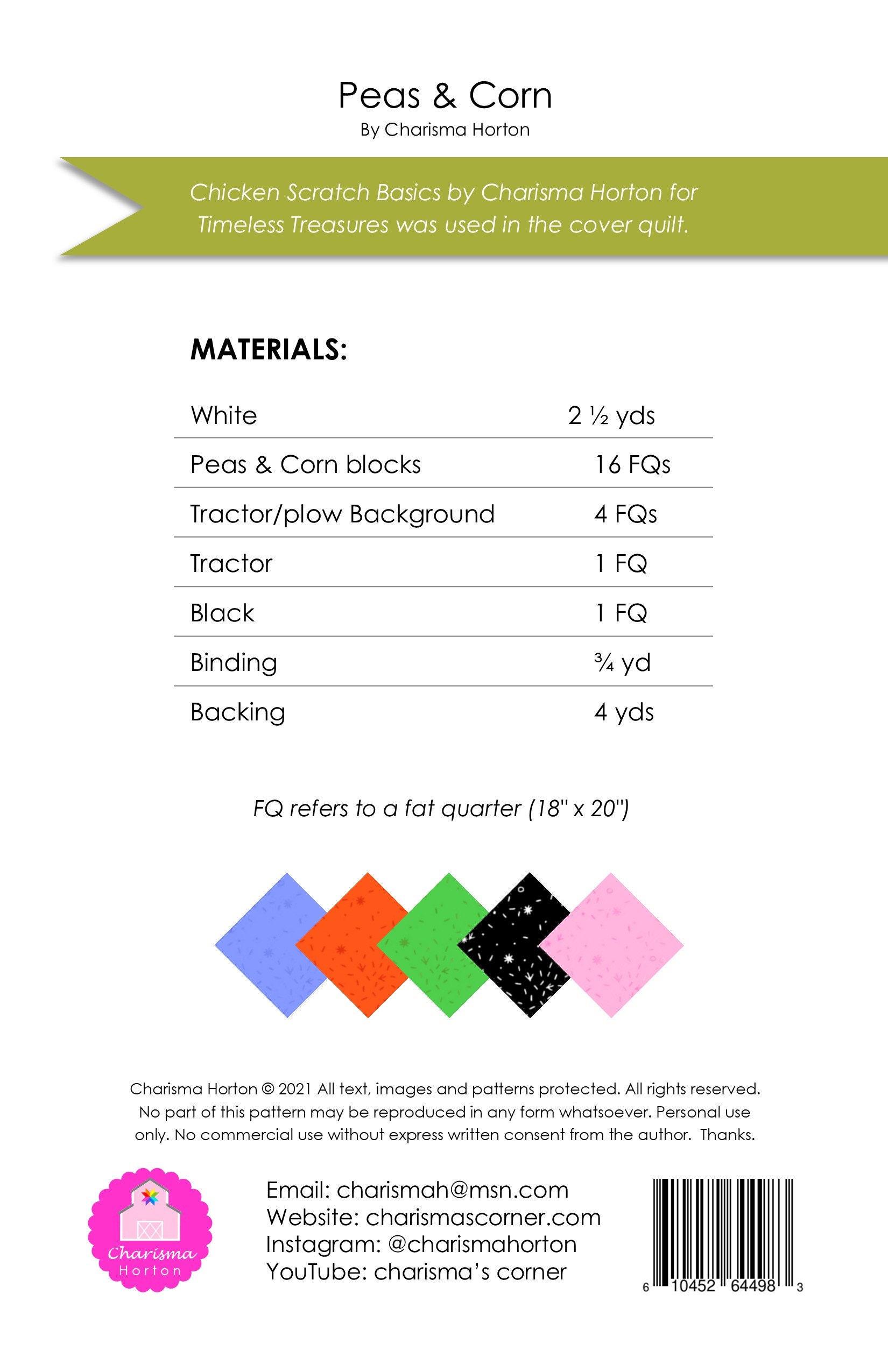 Peas and Corn Digital Quilt Pattern - Etsy