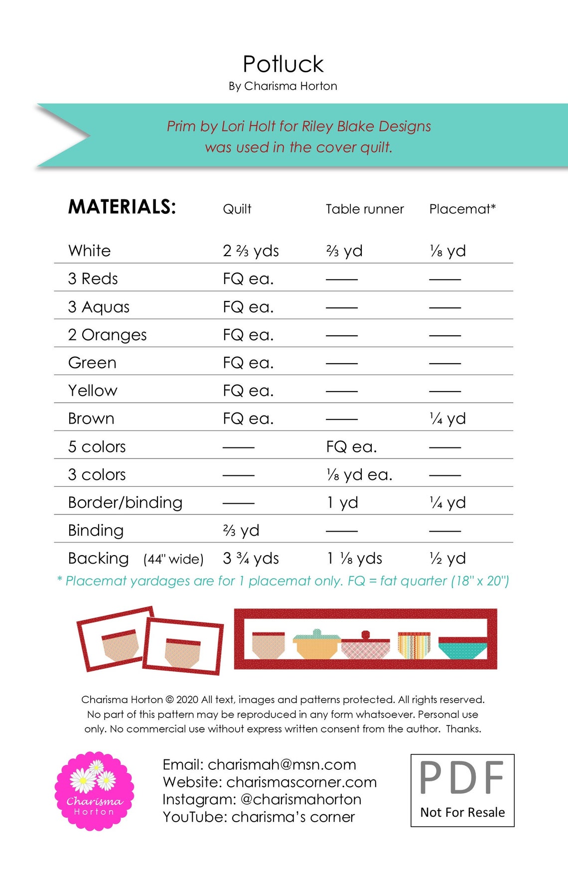 Potluck Digital Pattern | Etsy