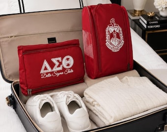Delta Sigma Theta Shoe Bag Set (2 Pack) | Soror Travel Essentials | Conference Travel Organizer | Luggage Packing Bags