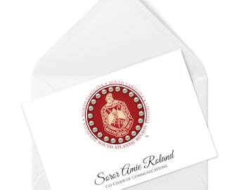 Delta Sigma Theta Stationery – 22 Cards + Envelopes - South Atlantic Region, Personalized Notecards