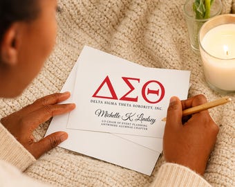 Tarjetas personalizadas de Delta Sigma Theta / Set de papelería personalizado para hermanas / 22 tarjetas plegables y sobres / Regalo de hermandad