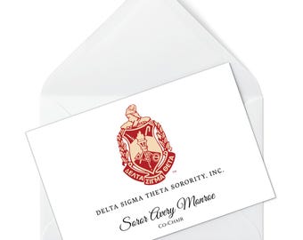 Delta Sigma Theta Notecards: Crimson & Cream Crest Stationery Set (22 Cards + Envelopes)