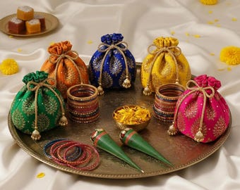 Floral Potli Bag Mehndi Nikahh Shadi Gifts Wedding Favors Return Gifts
