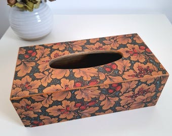 Decoupage Floral Tissue Box, Solid Pine Wood