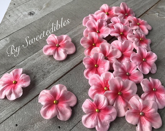 Gumpaste Edilbe Cake Decorations Light Pink Gum Paste Blossoms 24 piece
