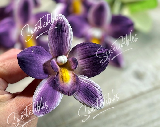 Gumpaste Dendrobium Sugar Orchid Singapore Orchid 1 flower REGAL PURPLE