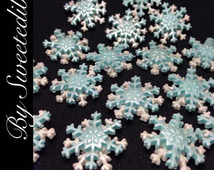 Edible Small Snowflakes Blue and White Cake Toppers