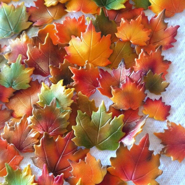 Fall Maple Leaves Cake Decorations Edible