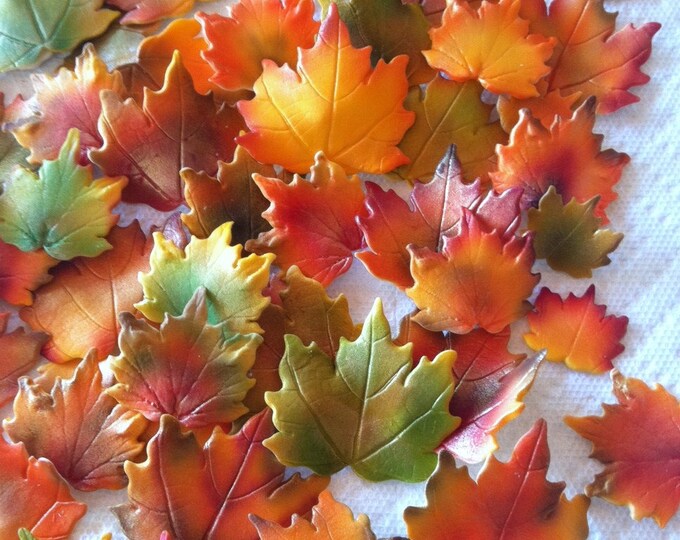 Fall Maple Leaves Cake Decorations Edible Etsy
