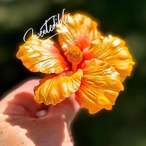 Gum Paste Hawaiianische Hibiskus Kuchen Dekorationen Gelb und Orange Gumpaste