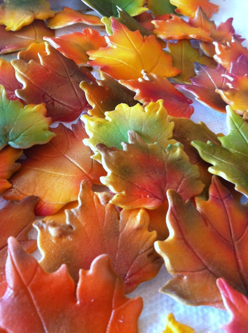 Fall Maple Leaves Cake Decorations Edible Etsy