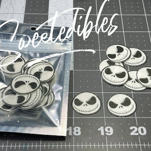 One Inch Premium Wafer Paper Jack Skellington Face