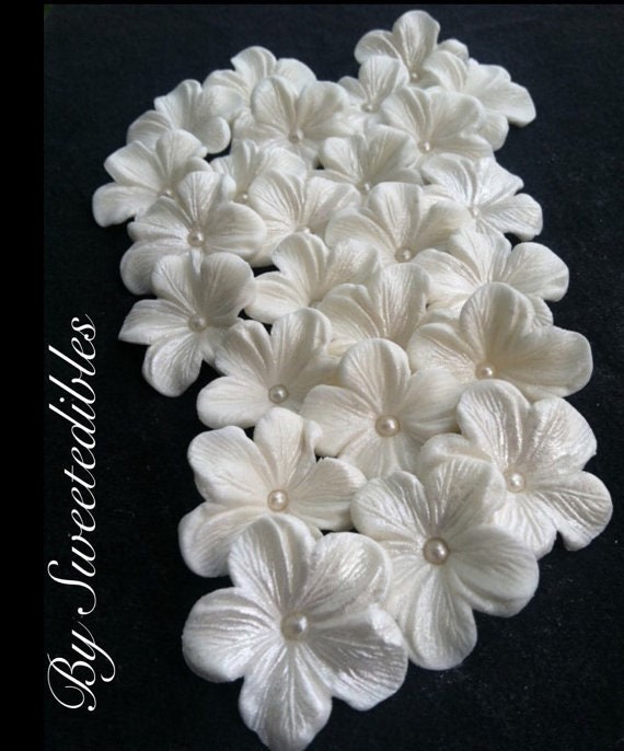Gumpaste Cake Decorations WHITE Gum Paste Blossoms 24 piece