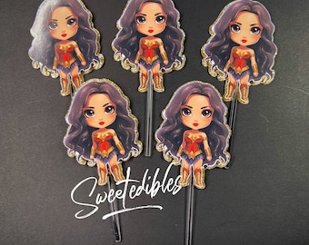 Little Woman Wonder Woman Cupcake Topper