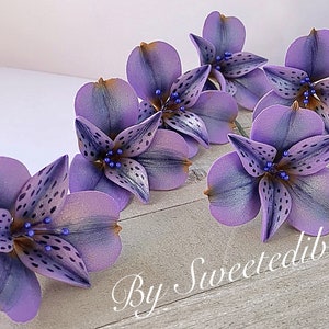 Fondant Alstroemeria Flower Cake Decoration Lavender Gum Paste Gumpaste image 3