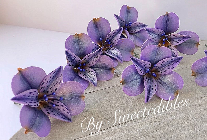 Fondant Alstroemeria Flower Cake Decoration Lavender Gum Paste Gumpaste image 3