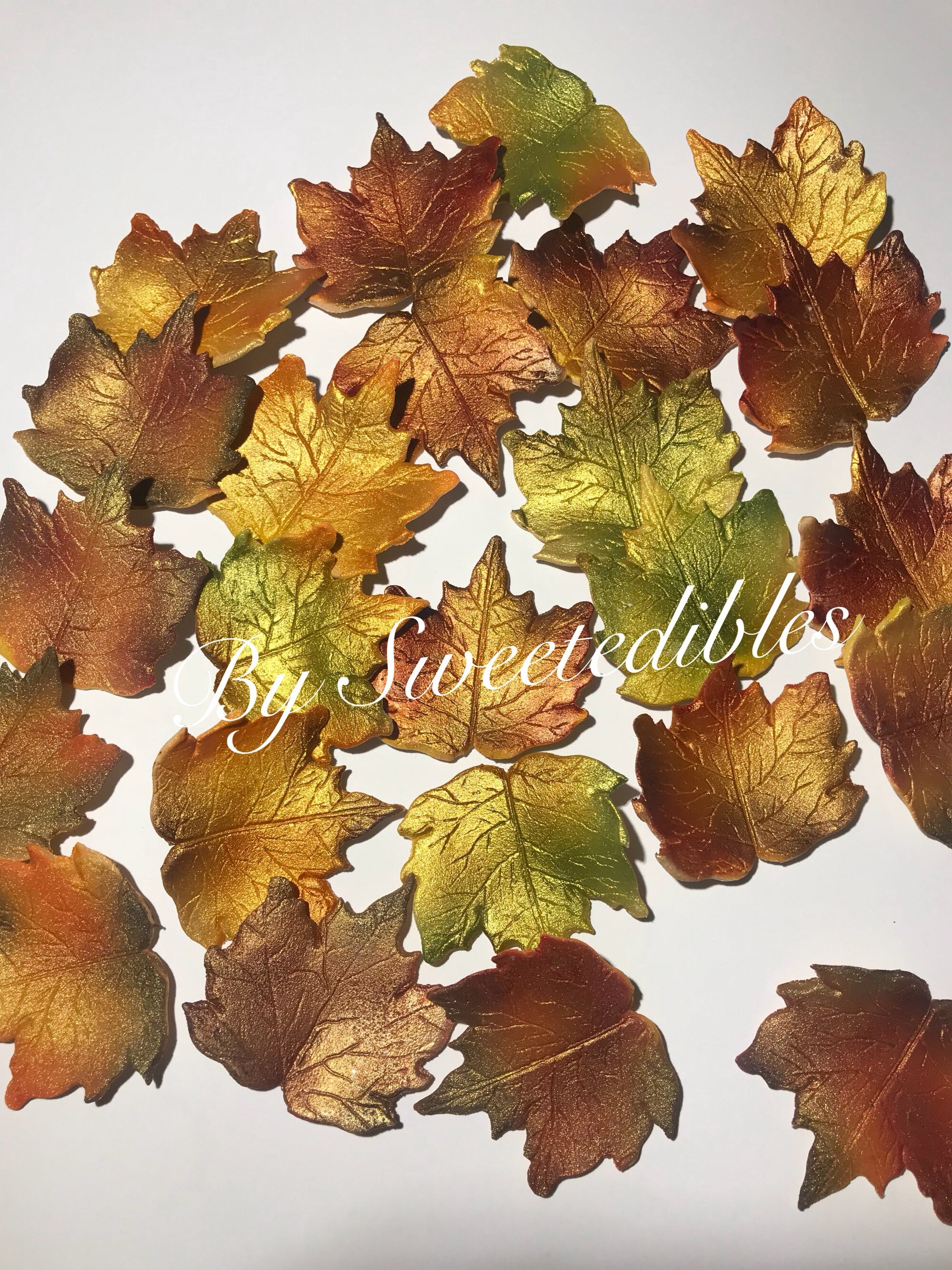 Fall Maple Leaves Cake Decorations Edible Medium