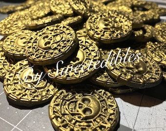 6 pieces Cupcake Topper for Pirate Theme that are Edible Gold Coins