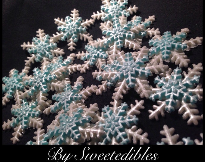 Frozen Theme Blue and White Snowflakes Medium Size Cake Decorations