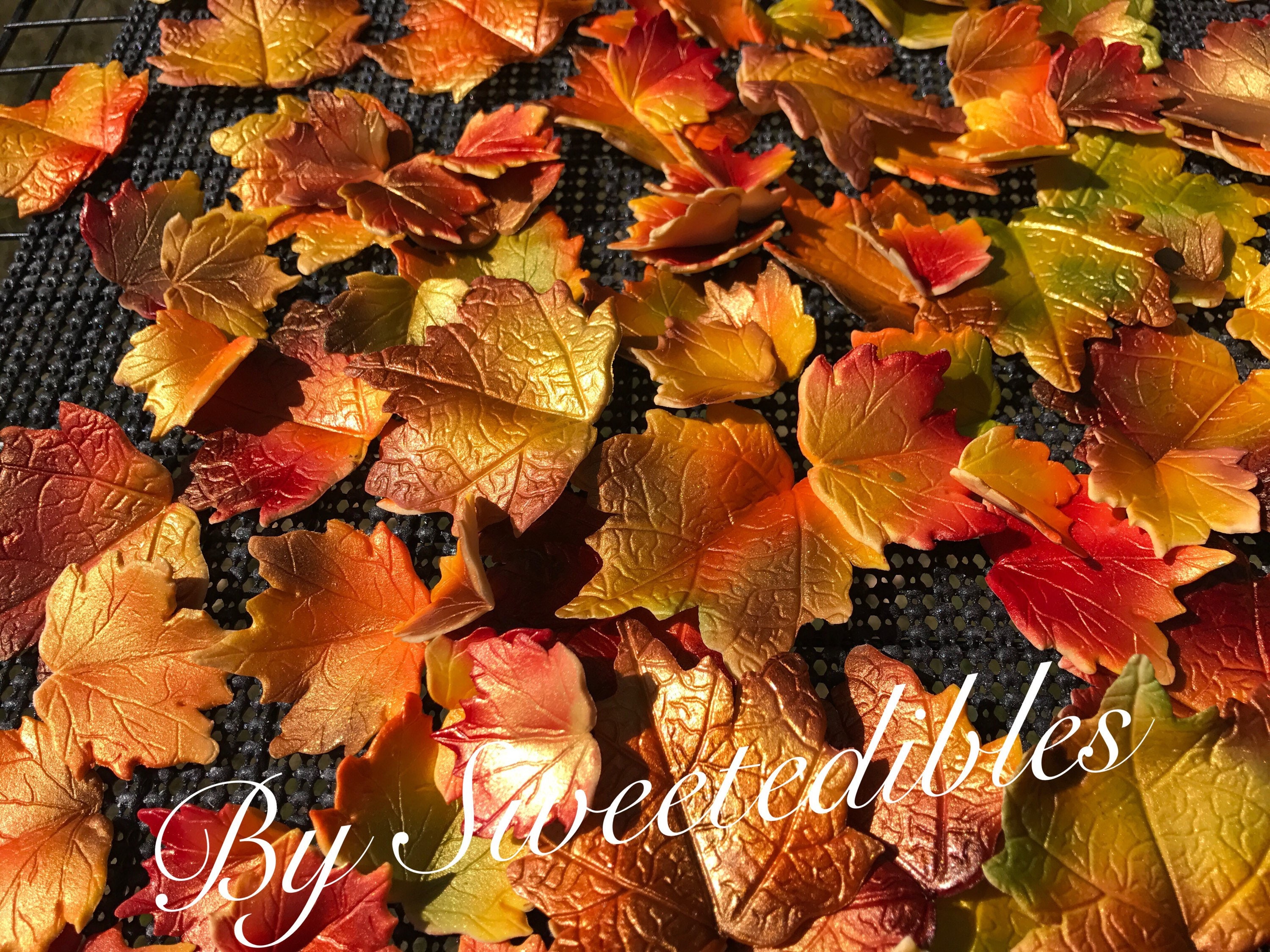 Autumn Gum Paste Fall Edible Leaves For Cake Decorating