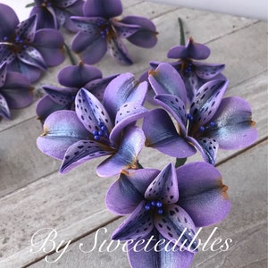 Fondant Alstroemeria Flower Cake Decoration Lavender Gum Paste Gumpaste image 1