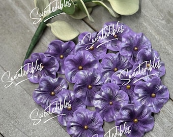 12 pieces Gumpaste Cake Decorations Light Purple Gum Paste Flowers