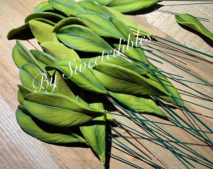 Gumpaste leaves on wires