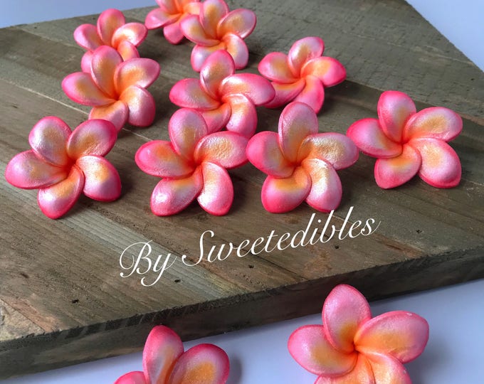 Gum Paste Hawaiian Plumeria Pink and Yellow Gumpaste